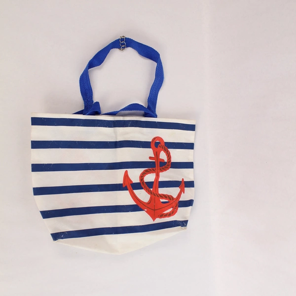 Lot of 4 Nautical Reusable Shopping Bags Red White Blue Pre-Owned