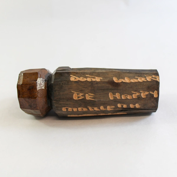 Hand Carved 5" Tiki Totem Statue - "Don't Worry Be Happy" Folk Art