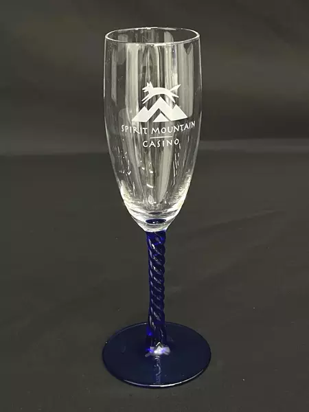 Spirit Mountain Casino Champagne Flute Cristal D'Arques Blue Stem 8.25"