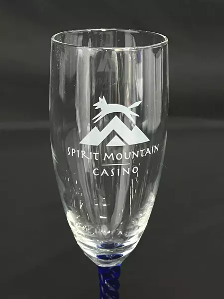 Spirit Mountain Casino Champagne Flute Cristal D'Arques Blue Stem 8.25"