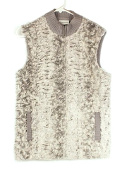 Alfred Dunner Women's Gray Faux Fur Vest Size 8 with Zip Closure & Pockets