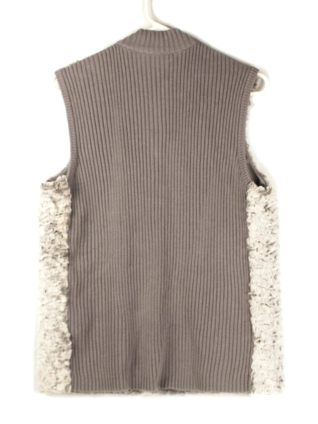 Alfred Dunner Women's Gray Faux Fur Vest Size 8 with Zip Closure & Pockets