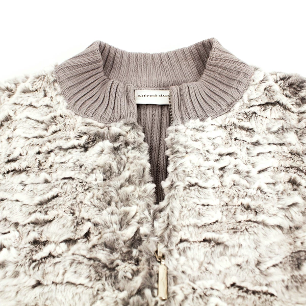 Alfred Dunner Women's Gray Faux Fur Vest Size 8 with Zip Closure & Pockets