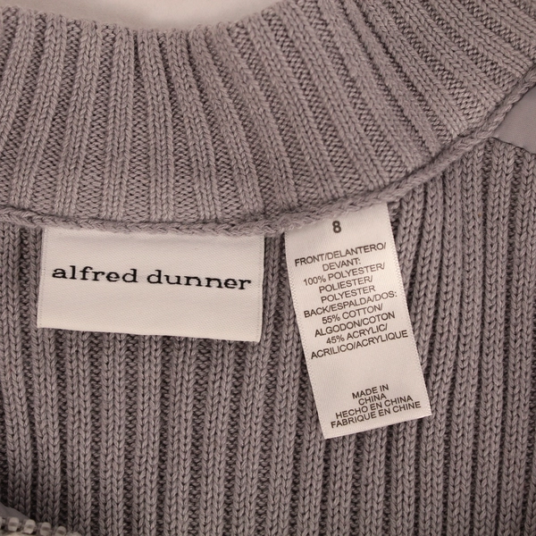 Alfred Dunner Women's Gray Faux Fur Vest Size 8 with Zip Closure & Pockets