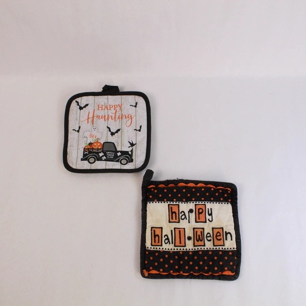 Lot of 3 Halloween Potholders Witch Hat & Ghost Kitchen Decor - Pre-Owned
