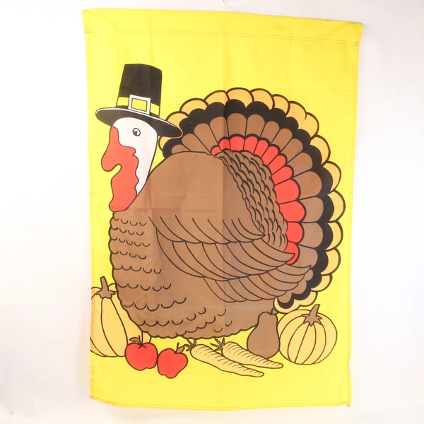 Thanksgiving Turkey Yard Flag 28x40 E Mishan & Sons Orange Brown Good Condition