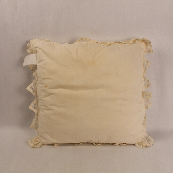 Vintage Daniel Cleary White Laced Pillow Square Embroidered Purple Flower Design