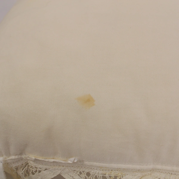 Vintage Daniel Cleary White Laced Pillow Square Embroidered Purple Flower Design