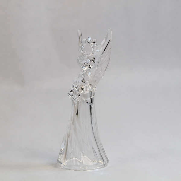 Lot of 2 Clear Glass Angel Figurines - Christmas Holiday Decor - Pre-owned
