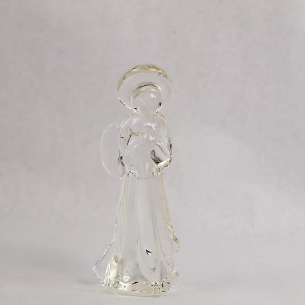 Lot of 2 Clear Glass Angel Figurines - Christmas Holiday Decor - Pre-owned