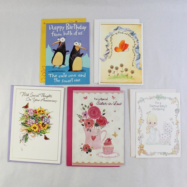 Lot of 5 Hallmark Greeting Cards for Anniversary, Birthday, Christening