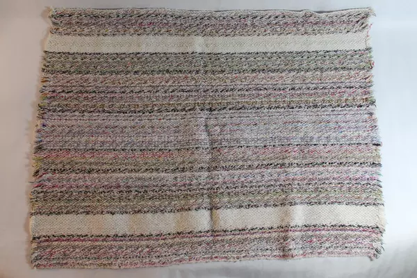 Woven Boho Accent Rug in Cream Black Pink Blue - 29.25"x22.5" - Pre-Owned