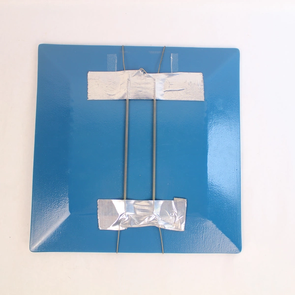 Decorative Fused Glass Plate Blue Border Square 13.5 x 13.5 Wall Decor 