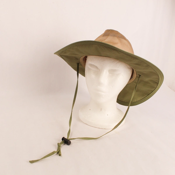 Magellan Olive Green Mesh Sun Bucket Hat Adult Medium Drawstring Pre-Owned