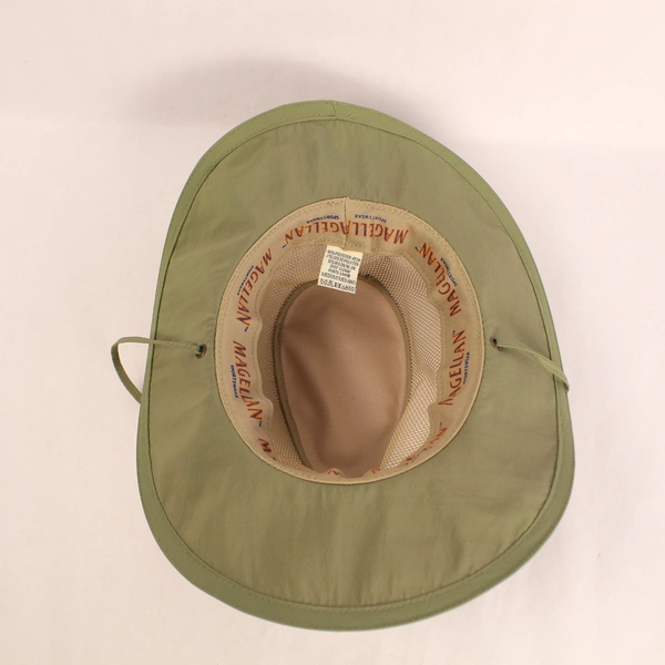 Magellan Olive Green Mesh Sun Bucket Hat Adult Medium Drawstring Pre-Owned