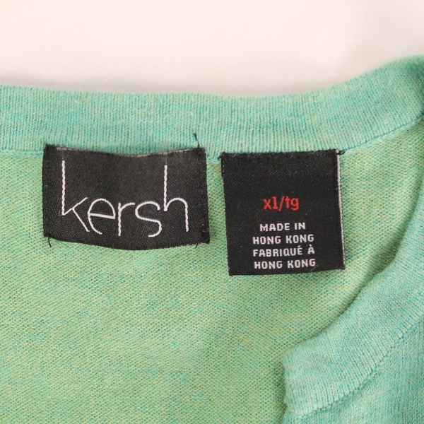 Kersh Mint Green Button Front Cardigan Women's 1X Plus Pre-Owned Stains