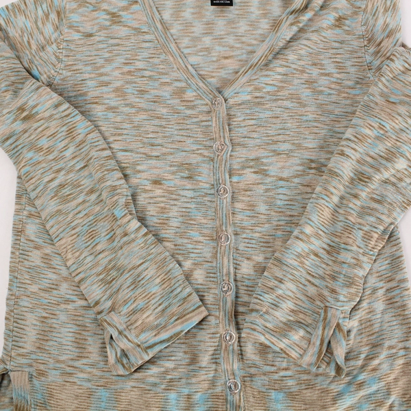 Apostrophe Women's Size S Blue Beige Green Heathered Button Cardigan
