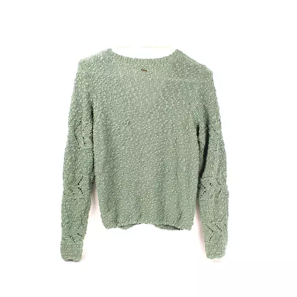 O'Neill Olive Green V-Neck Chunky Knit Sweater Women's XS Cotton Pre-Owned