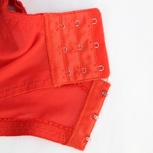 Women's 36D Red Lace Bra Floral Design Hook & Eye Closure Pre-Owned