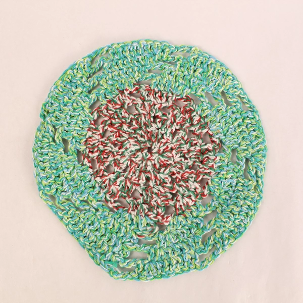 Lot of 4 Vintage Handmade Crocheted Hot Pads Pot Holders - Stained Decor