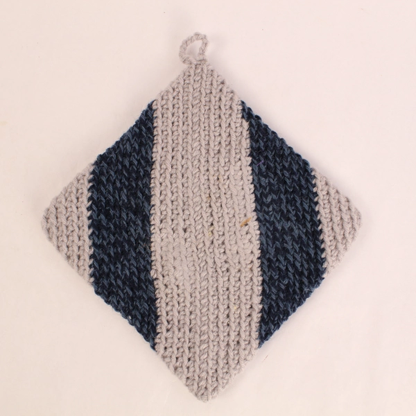 Lot of 2 Vintage Blue Gray Crocheted Pot Holders - Handmade Kitchen Decor