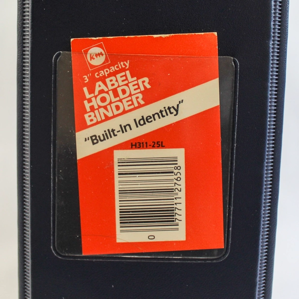 K&M 3" Label Holder Binder - Pre-Owned, Good Condition, 12"x11"