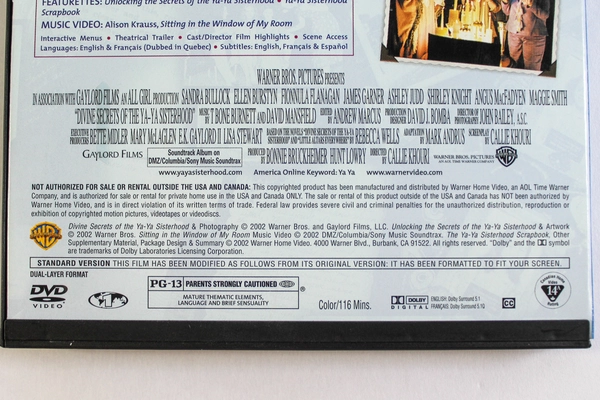 Divine Secrets of the Ya-Ya Sisterhood DVD - Full Screen, PG-13, Good Condition