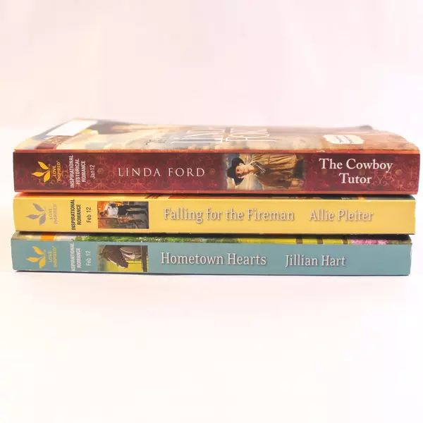 Lot of 3 Harlequin Love Inspired Romance Novels Fireman Cowboy Hearts