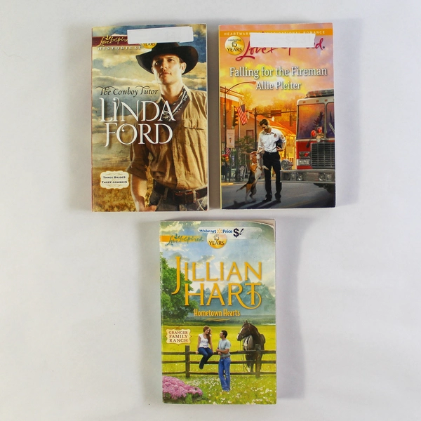 Lot of 3 Harlequin Love Inspired Romance Novels Fireman Cowboy Hearts