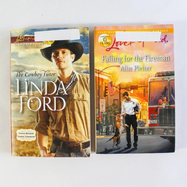 Lot of 3 Harlequin Love Inspired Romance Novels Fireman Cowboy Hearts