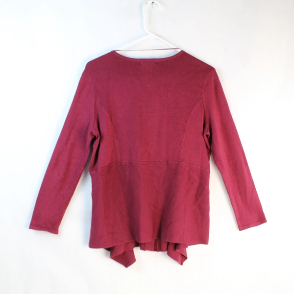 Alfani Petite Burgundy Cardigan Sweater Women's PL Full Zip Long Sleeve