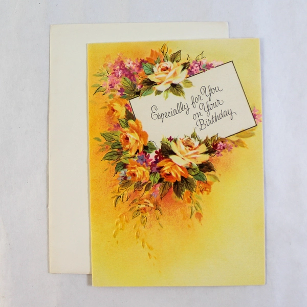 Vintage Rust Craft Unused Floral Birthday Greeting Card - Nostalgic Charm