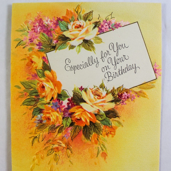Vintage Rust Craft Unused Floral Birthday Greeting Card - Nostalgic Charm