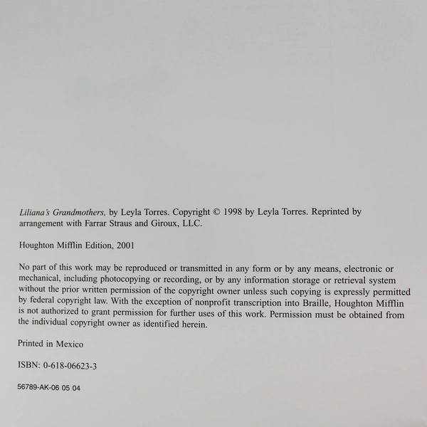 Houghton Mifflin Reading Big Book Liliana's Grandmothers by Leyla Torres