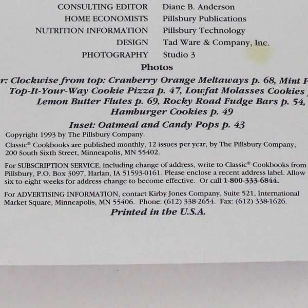Pillsbury Cookies Galore Cookbook 1993 Classic Recipes Paperback Good Condition