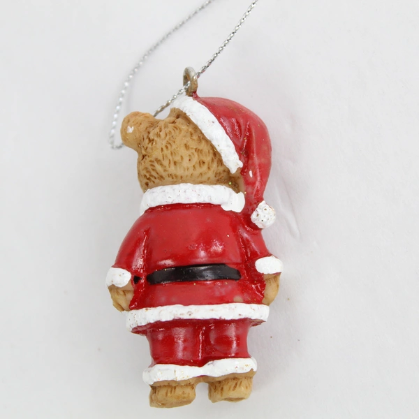 Lot of 2 Vintage Santa Bear Ornaments - 2" Resin Christmas Decor