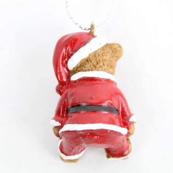 Lot of 2 Vintage Santa Bear Ornaments - 2" Resin Christmas Decor