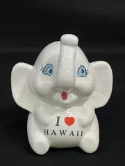 I Heart Hawaii Ceramic Elephant Coin Bank - Pre-Owned Vintage Decor