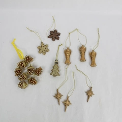 Lot of 15 Golden Christmas Ornaments - Angels, Stars, Snowflakes & Pine Cones