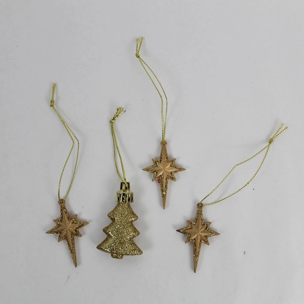 Lot of 15 Golden Christmas Ornaments - Angels, Stars, Snowflakes & Pine Cones