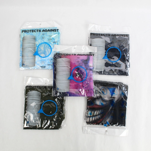 Lot of 5 Gaiter Masks Soft Knit Moisture Wicking Protective Blue Clown Design