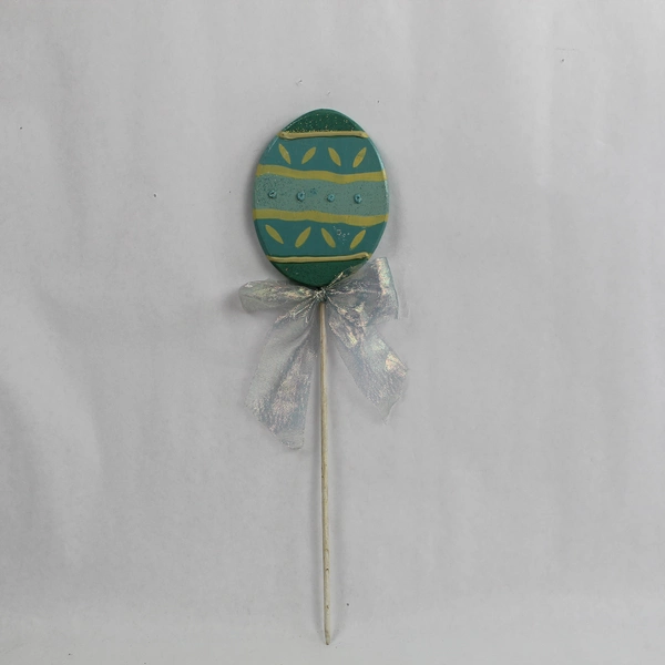 Lot of 3 Pre-Owned Easter Egg Floral Picks with Rabbit Decor - Whimsical Decor