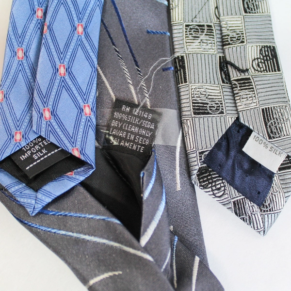 Lot of 3 Stafford Men's Ties - Gray Blue Geometric Patterns, Good Condition