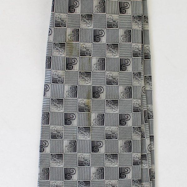 Lot of 3 Stafford Men's Ties - Gray Blue Geometric Patterns, Good Condition