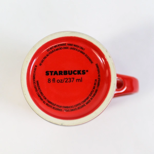 2014 Starbucks Red Ceramic Mug 8 Oz Latte Cup - Great Pre-Owned Condition
