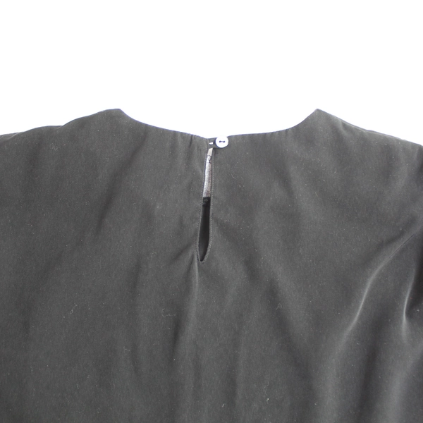 Vintage Notations Black Blouse Women's Medium with Shoulder Pads, Good Condition