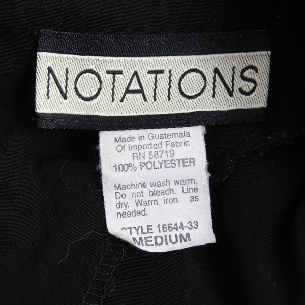 Vintage Notations Black Blouse Women's Medium with Shoulder Pads, Good Condition