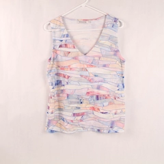 Miss Look Sleeveless Blouse Women's Size M Pink Stained Glass Good Condition