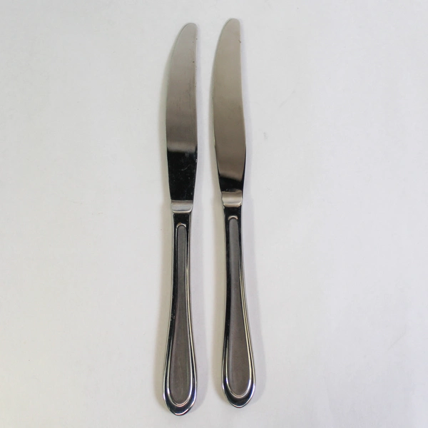 Lot of 2 Oneida Ivory Stainless French Hollow Dinner Knives - Good Condition