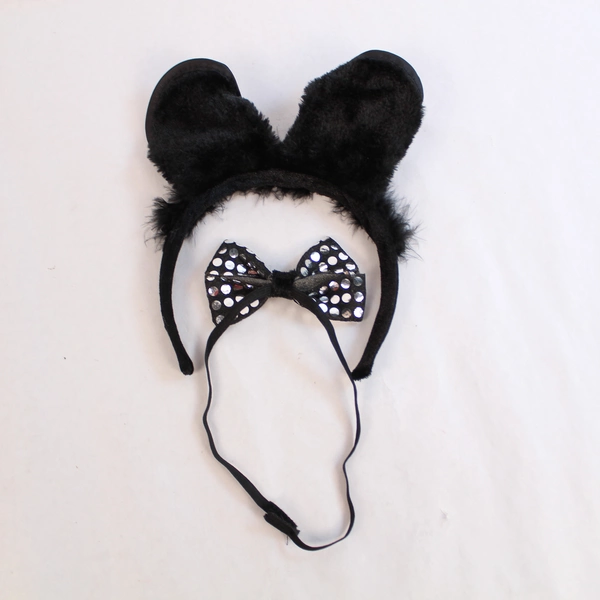 Lot of Mouse Costume Accessories: Ears, Tail & Bow Tie Set - Good Condition